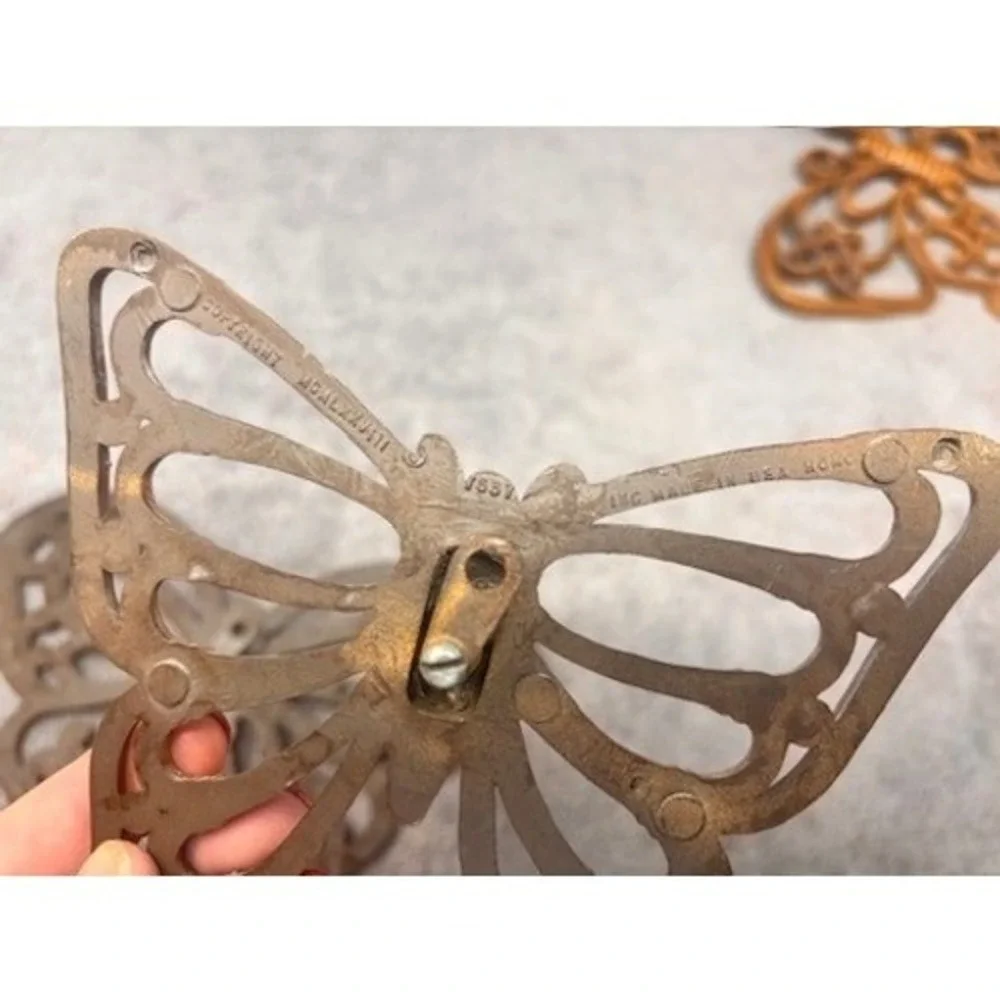 Vintage Burwood Products Butterfly Wall Decor Set of 3 Gold MCM 1970s USA Ratan